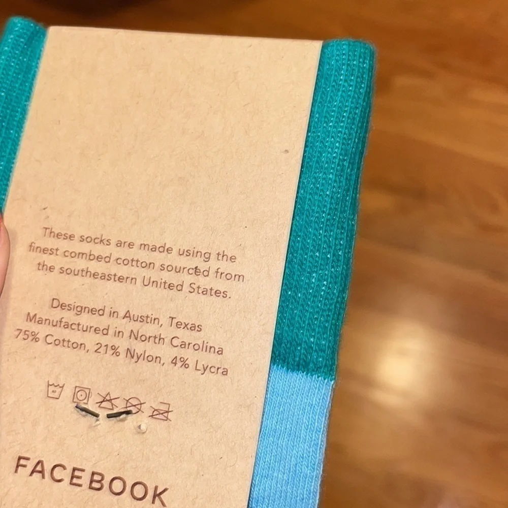Facebook Employee Unisex Teal and Blue Color block Socks Two Pairs OS NWT